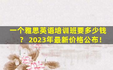 一个雅思英语培训班要多少钱？ 2023年最新价格公布！